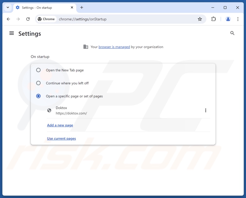 Verwijderen van doktox.com uit Google Chrome startpagina