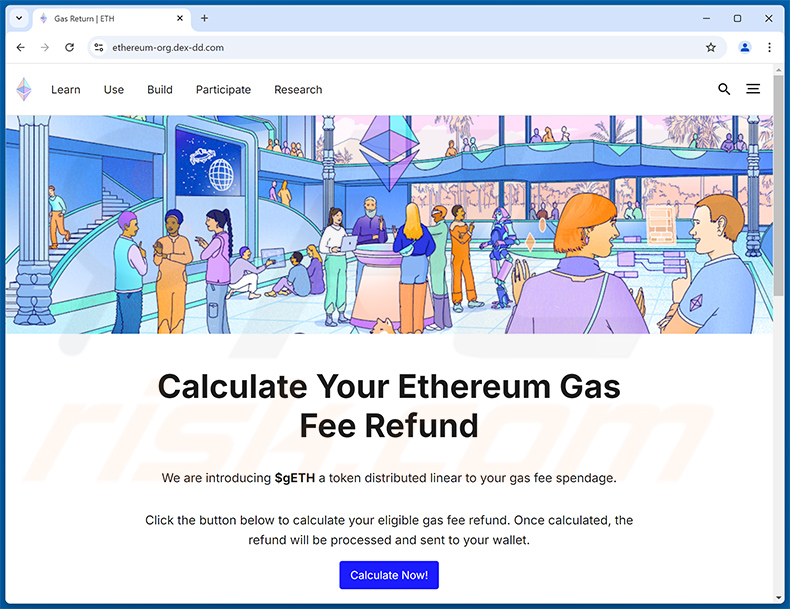 Ethereum Gas Fee Refunds Drainer website (ethereum-org.dex-dd[.]com)