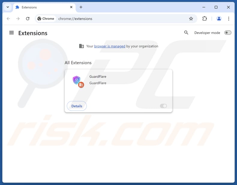 GuardFlare advertenties verwijderen uit Google Chrome stap 2