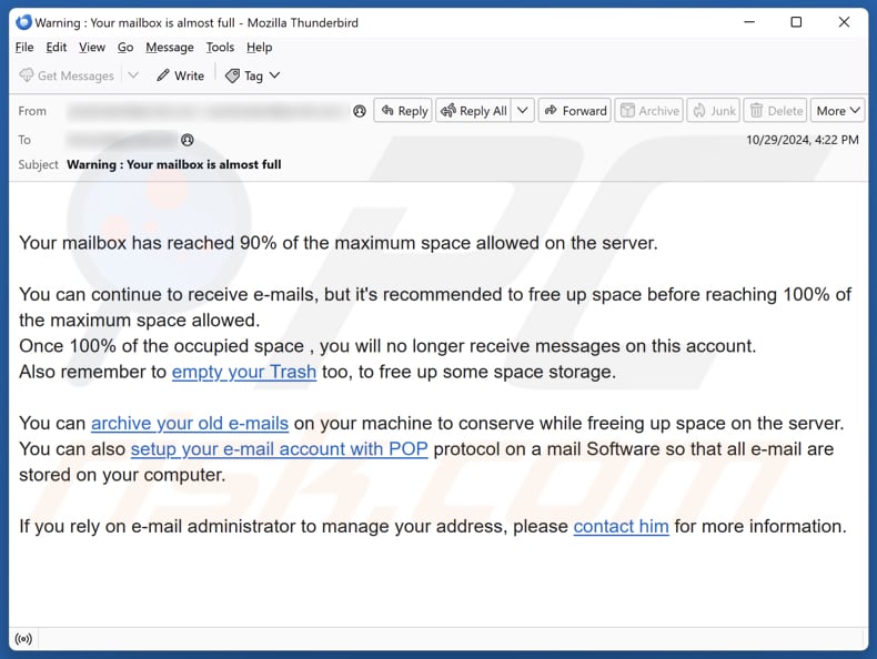 Maximum Mailbox Space Allowed spam e-mailcampagne