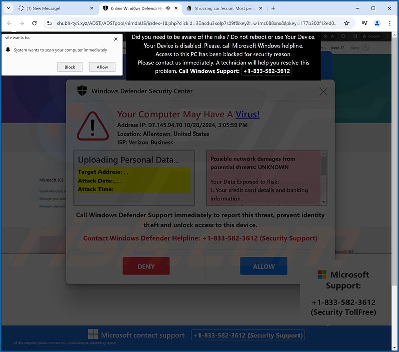 Your Computer May Have a Virus! pop-up oplichterij (2024-10-28)