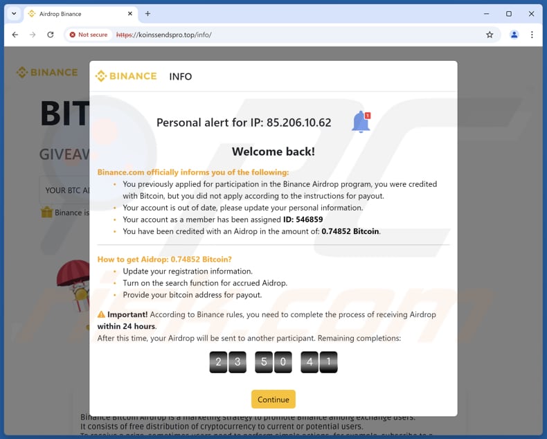 Bitcoin Airdrop From Binance oplichterij