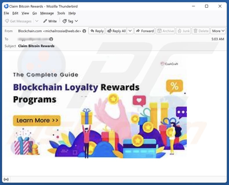 Blockchain Rewards e-mailoplichting tweede variant