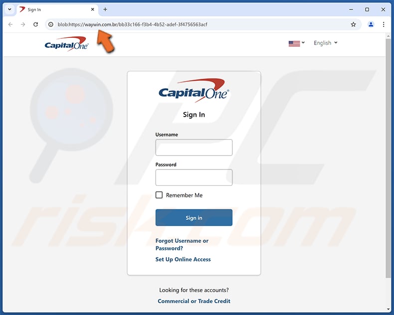 Capital One - Your Password Has Been Changed E-mail Oplichterij phishing pagina