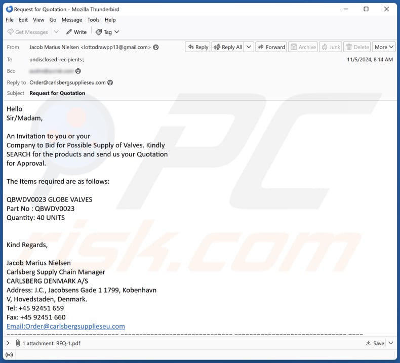 Carlsberg Supply Quotation spam e-mailcampagne