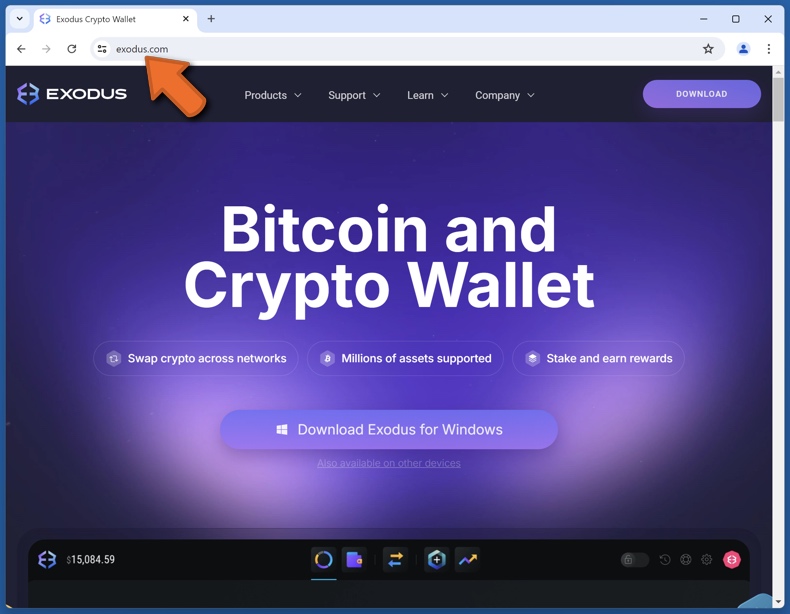 Verschijning van de echte Exodus website (exodus.com)