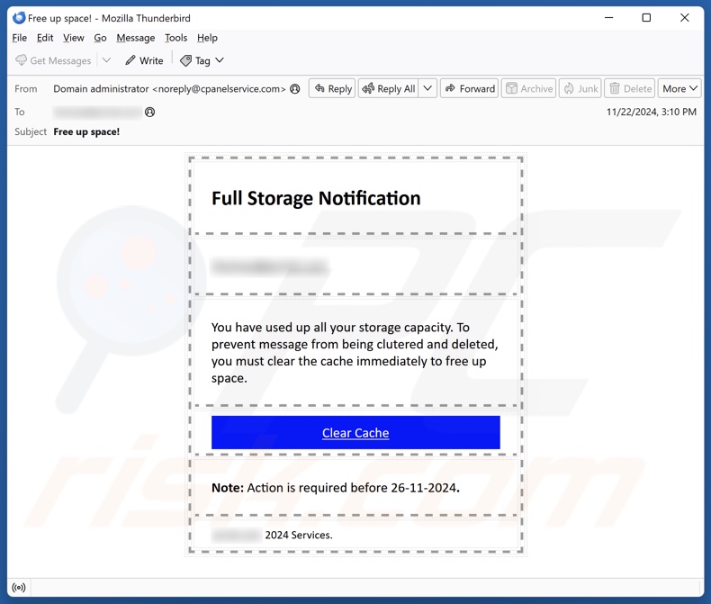 Full Storage Notification spam e-mailcampagne