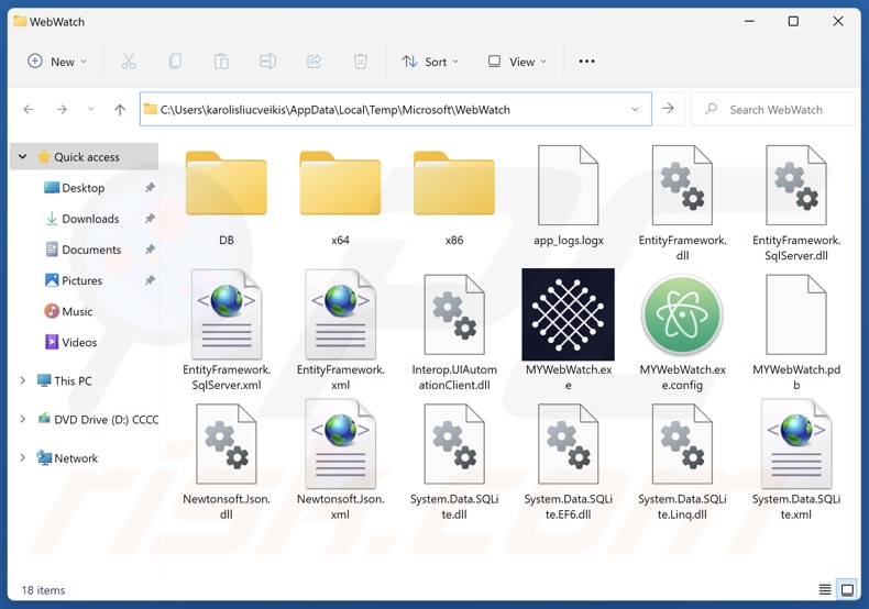 MYWeb Watch browser hijacker installatie map