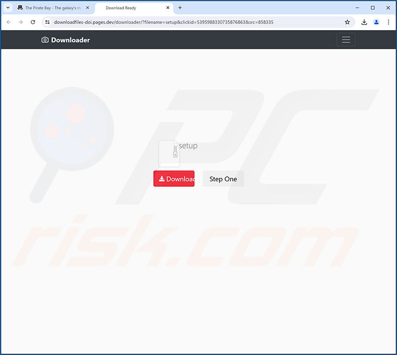 Website die My Tab browser hijacker promoot