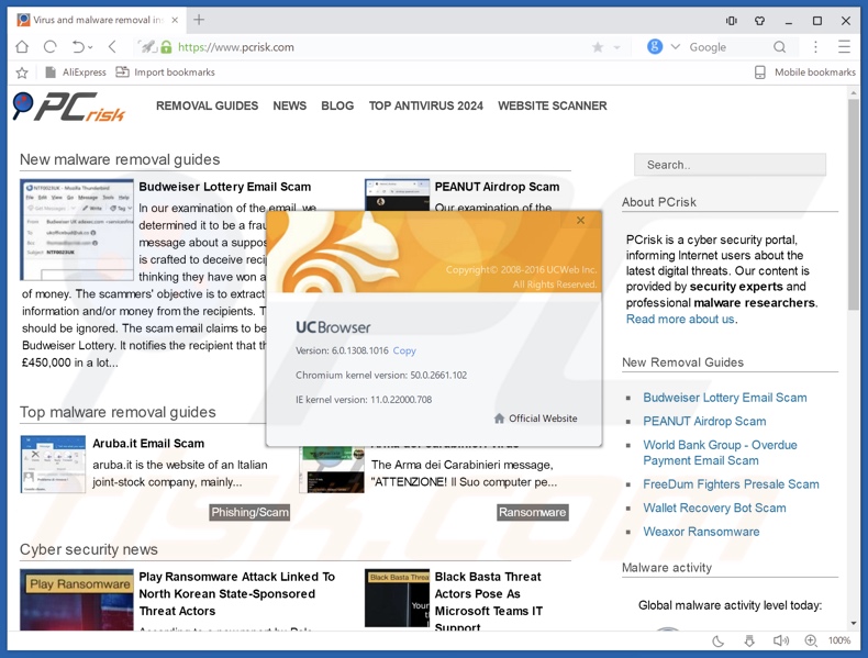 UC Browser ongewenste toepassing