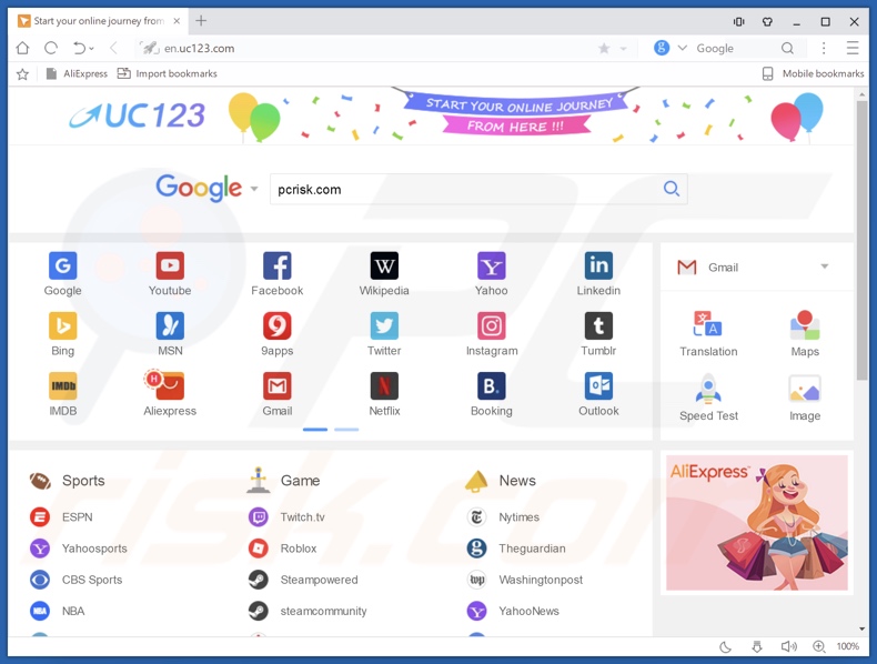 UC Browser PUA installatie redirect (uc123.com)