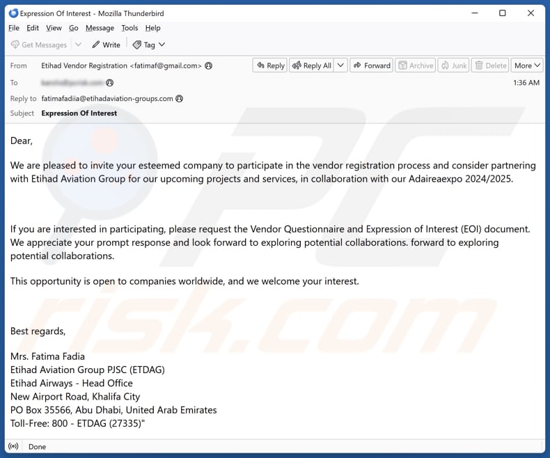 Vendor Registration Process spam e-mailcampagne