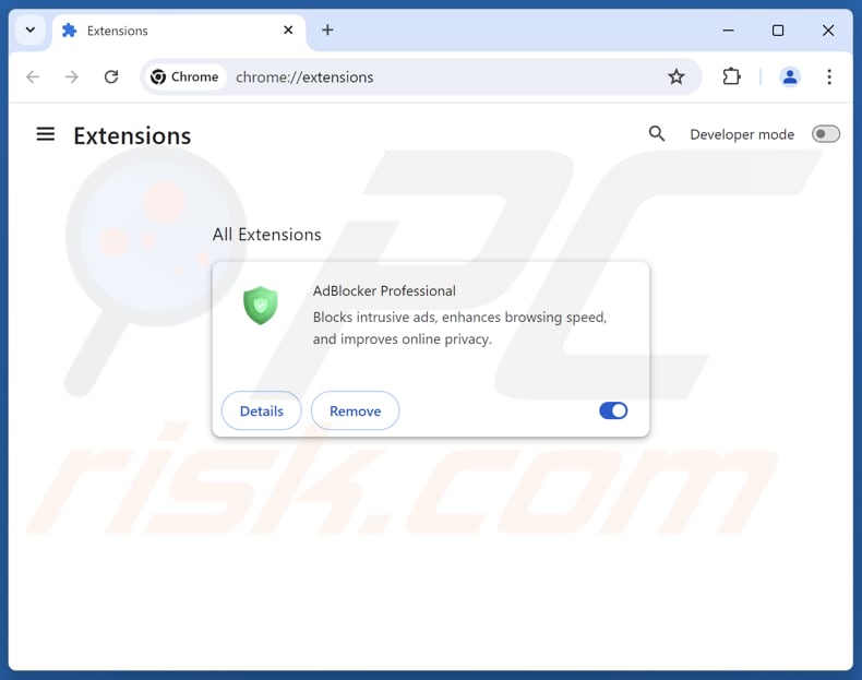 AdBlocker Professional advertenties verwijderen uit Google Chrome stap 2