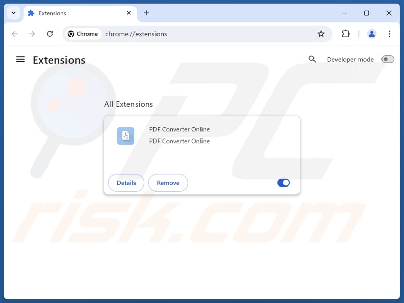 PDF Converter Online adware verwijderen uit Google Chrome stap 2