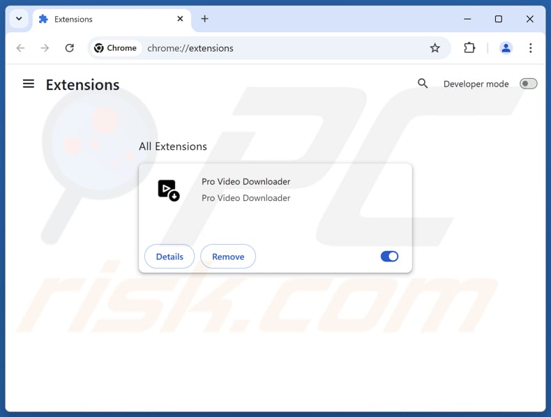 Pro Video Downloader advertenties verwijderen uit Google Chrome stap 2