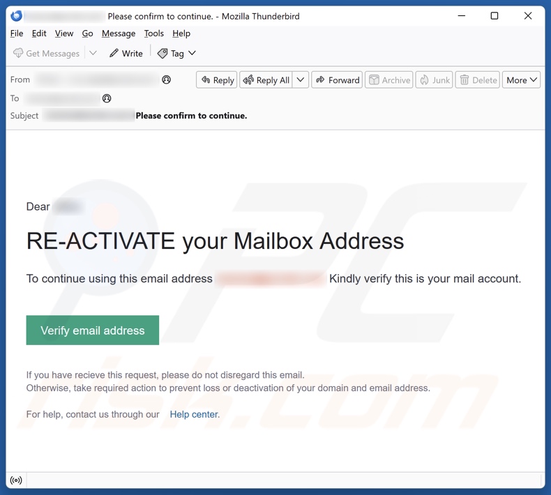 Re-Activate Your Mailbox Address spam e-mailcampagne