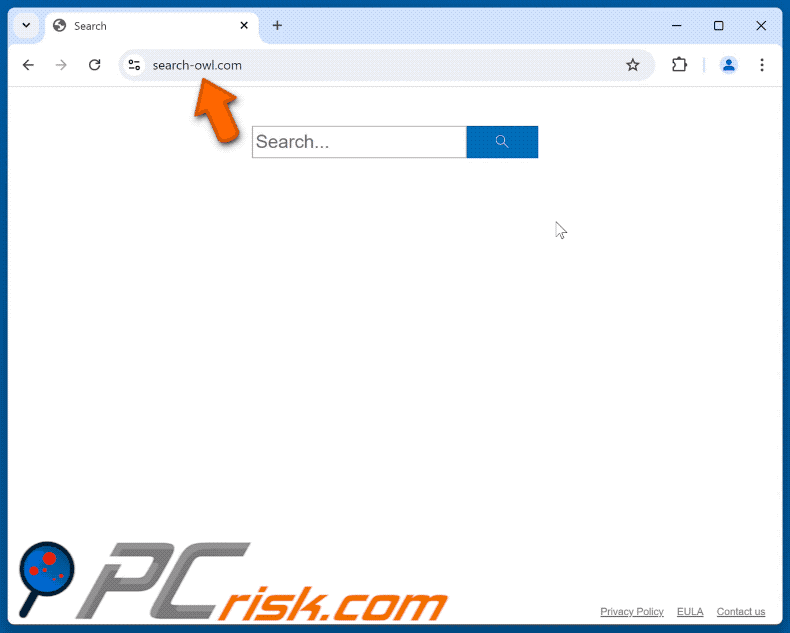 search-owl.com wordt omgeleid via search-2go.com voordat het op Yahoo terechtkomt (GIF)