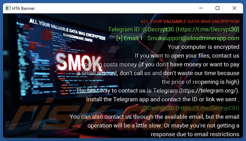 SMOK ransomware losgeldbrief (pop-up)