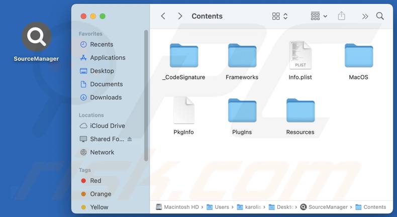 SourceManager adware installatiemap