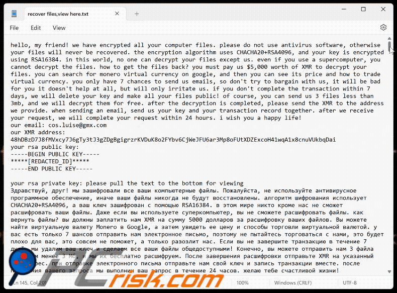 Starcat ransomware losgeldbrief (recover files,view here.txt)