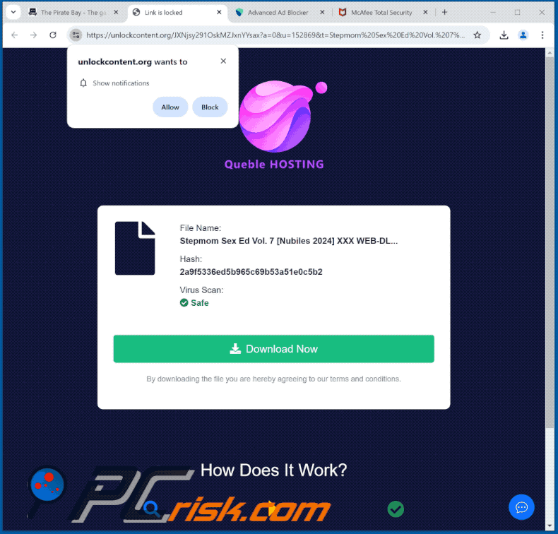 unlockcontent[.]org website uiterlijk (GIF)