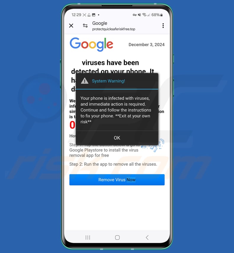 Viruses Have Been Detected On Your Phone oplichterij