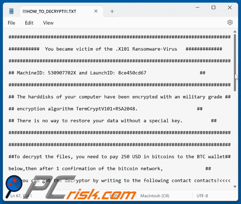 X101 ransomware losgeldbrief (!!!HOW_TO_DECRYPT!!!.TXT)