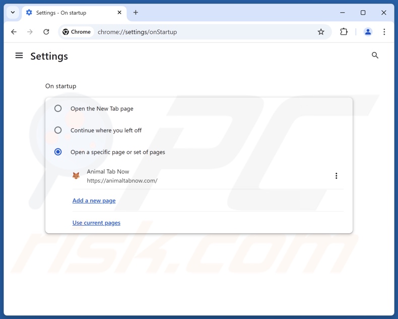 Animaltabnow.com verwijderen uit de startpagina van Google Chrome