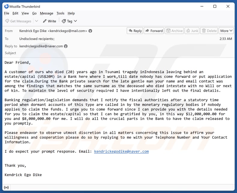 Apply To Claim Funds spam e-mailcampagne