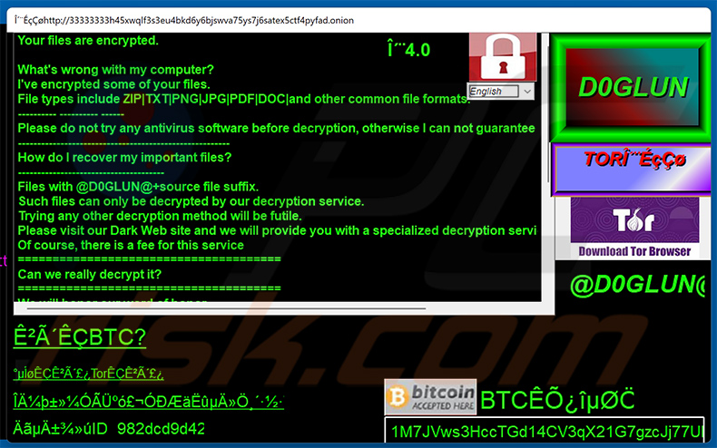 D0glun ransomware pop-up raam