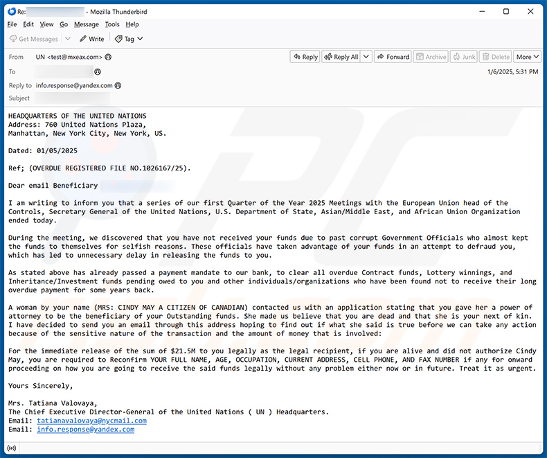 Fund transaction email oplichting (2025-01-07)