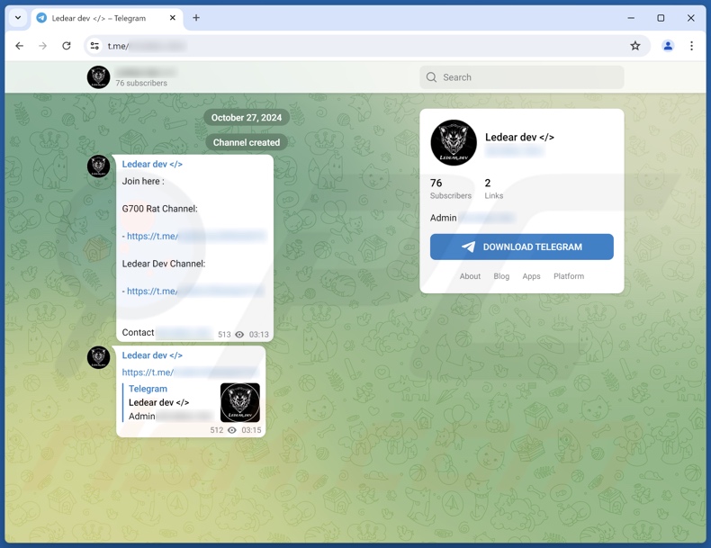 G700 Trojan voor toegang op afstand gepromoot op Telegram