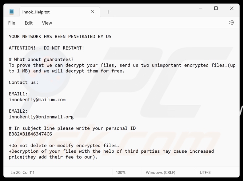 innok ransomware losgeldbrief (innok_Help.txt)