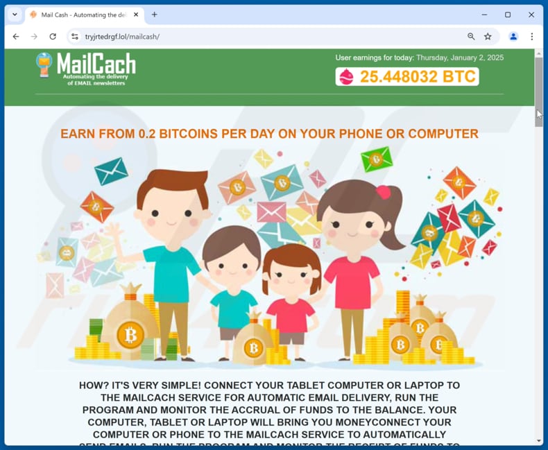 MailCach Bitcoin Earning oplichterij