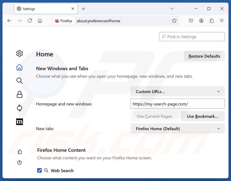 My-search-page.com uit de startpagina van Mozilla Firefox verwijderen