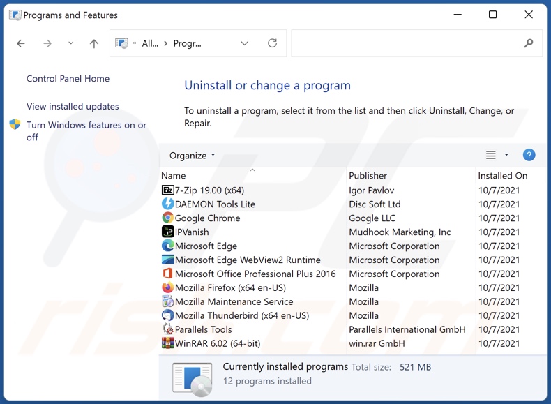 Browser-hijacking applicatie verwijderen via Configuratiescherm