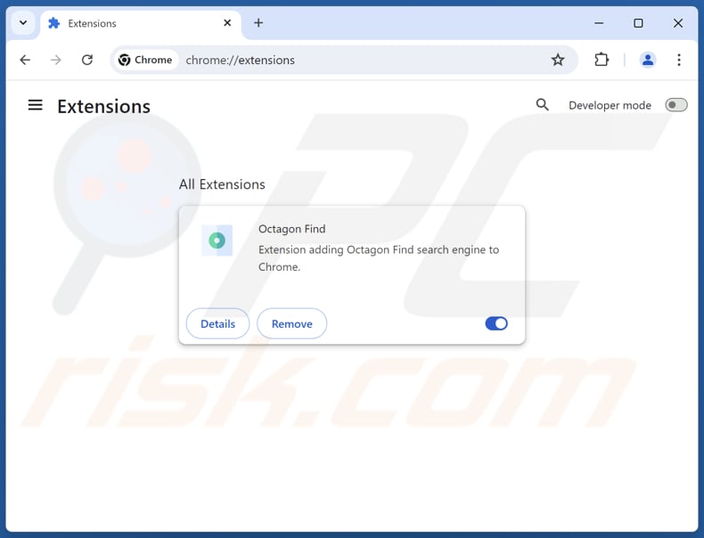 Octagonfind.com gerelateerde Google Chrome-extensies verwijderen