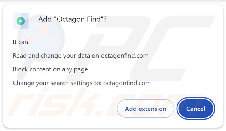 octagonfind.com Omleidingstoestemmingen gevraagd door Octagon Find browser hijacker