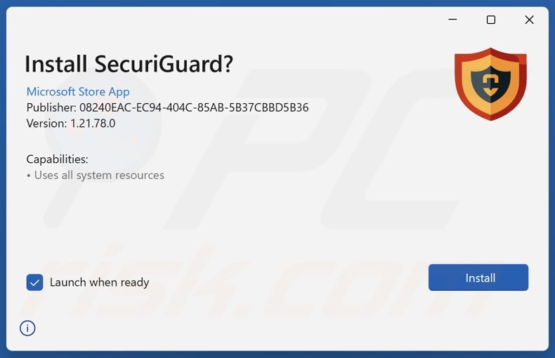 SecuriGuard PUA installatie instelling