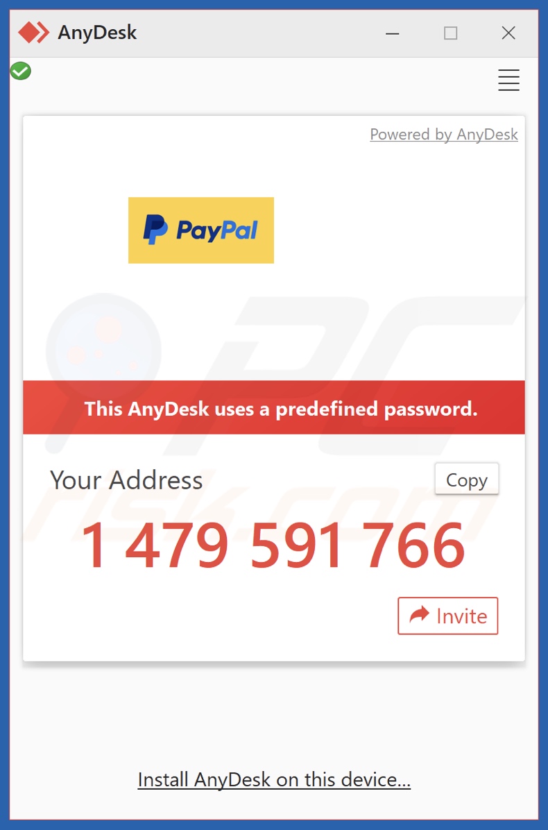 PayPal - You Added A New Address bedrieglijke e-mail bevorderd vooraf geconfigureerd AnyDesk.exe bestand