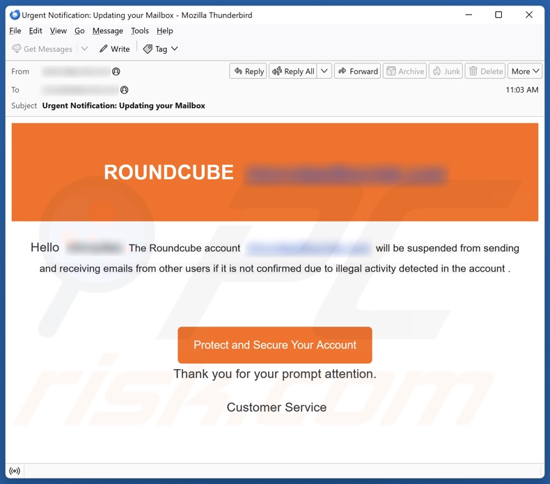 Roundcube Account Will Be Suspended spam e-mailcampagne