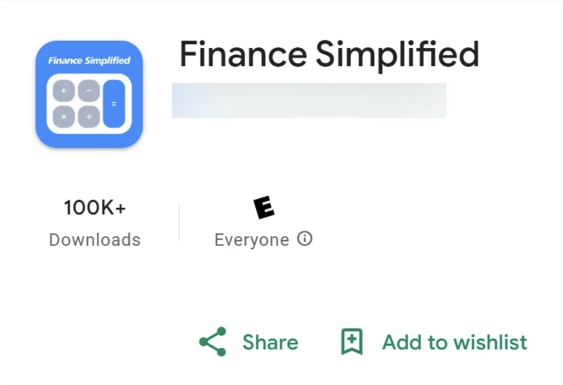 SpyLend malware vermomd als app Finance Simplified op Google Play (bron - BleepingComputer)