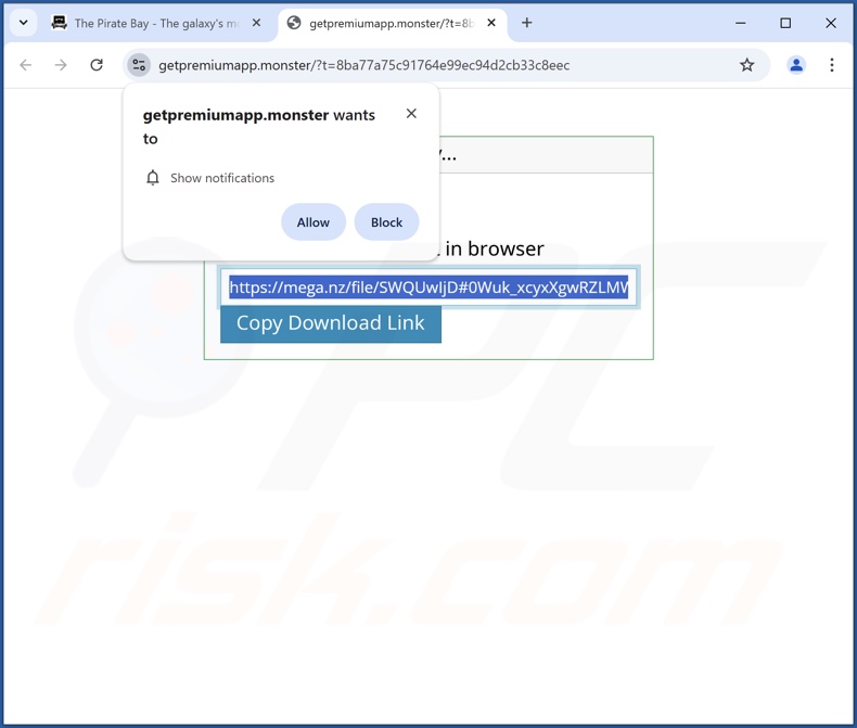 Website gebruikt om Utoaqk App PUA installer te promoten (getpremiumapp[.]monster)