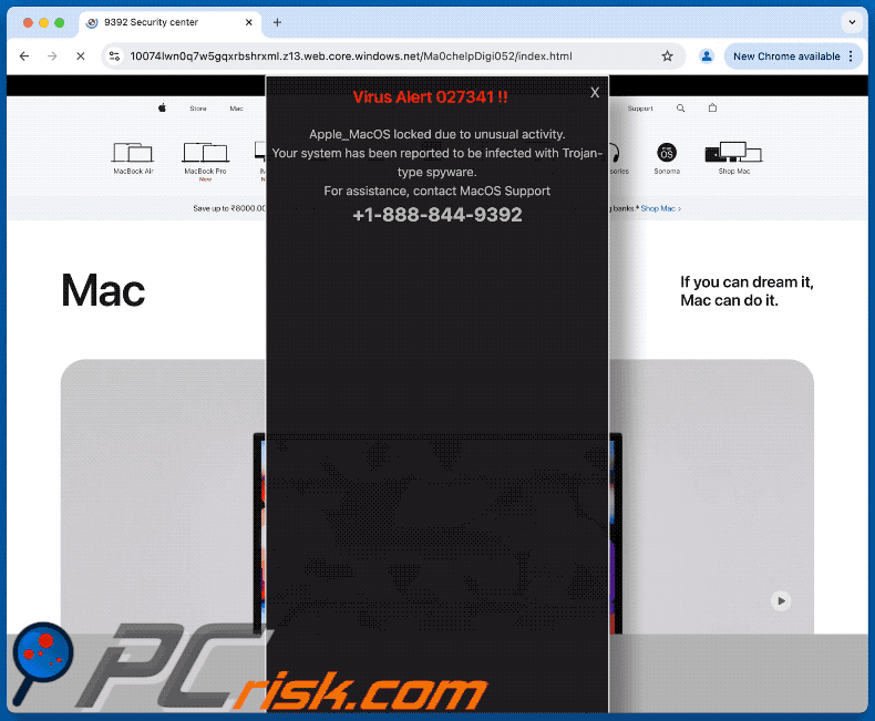Virus Alert 027341 POP-UP uiterlijk