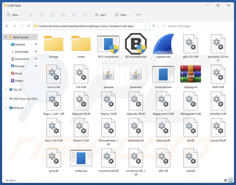 Cuiall Apps map voor installatie van ongewenste toepassing