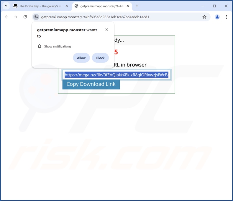 Website (getpremiumapp[.]monster) gebruikt om Cuiall te promoten Apps PUA
