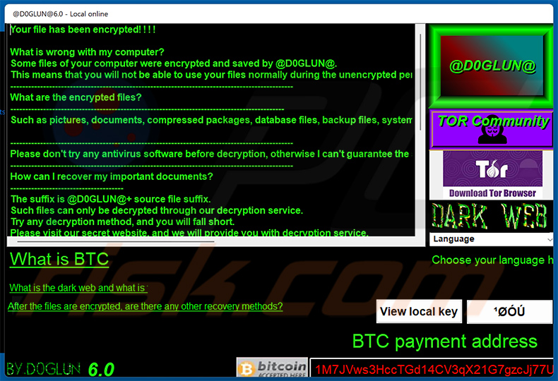 D0glun ransomware pop-up raam (2025-03-12)