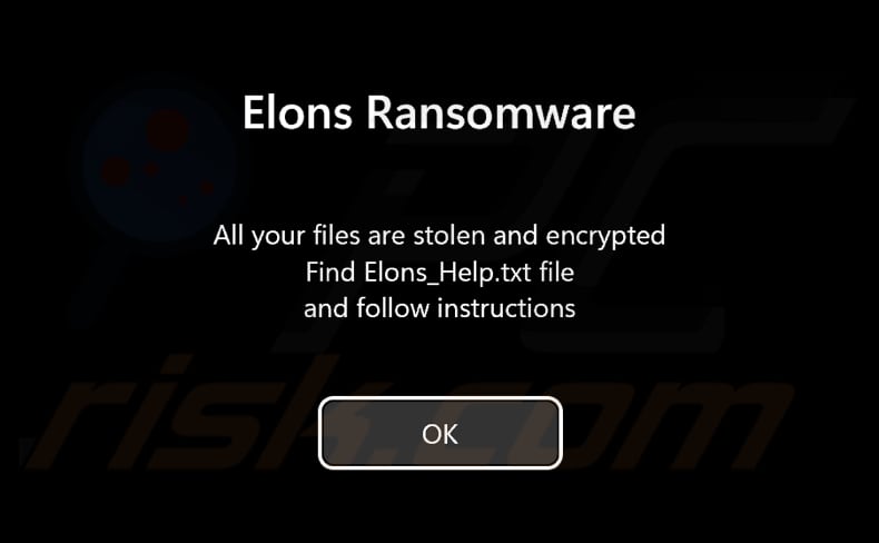 Elons ransomware pre-login scherm