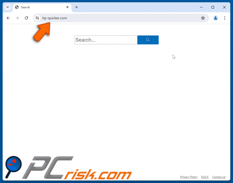hp-quicker.com doorverwijzen (via search-quicker.com) naar het uiterlijk van Bing (GIF)