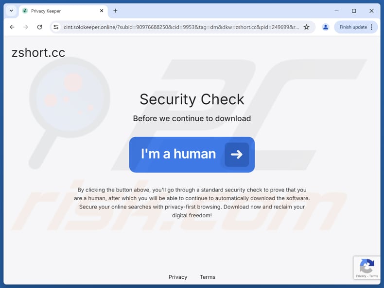 Website gebruikt om PrivacyKeeper potentieel ongewenste toepassing te promoten